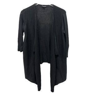 Eileen‎ Fisher Black Open Front Cardigan Topper Silk Linen Blend Size M